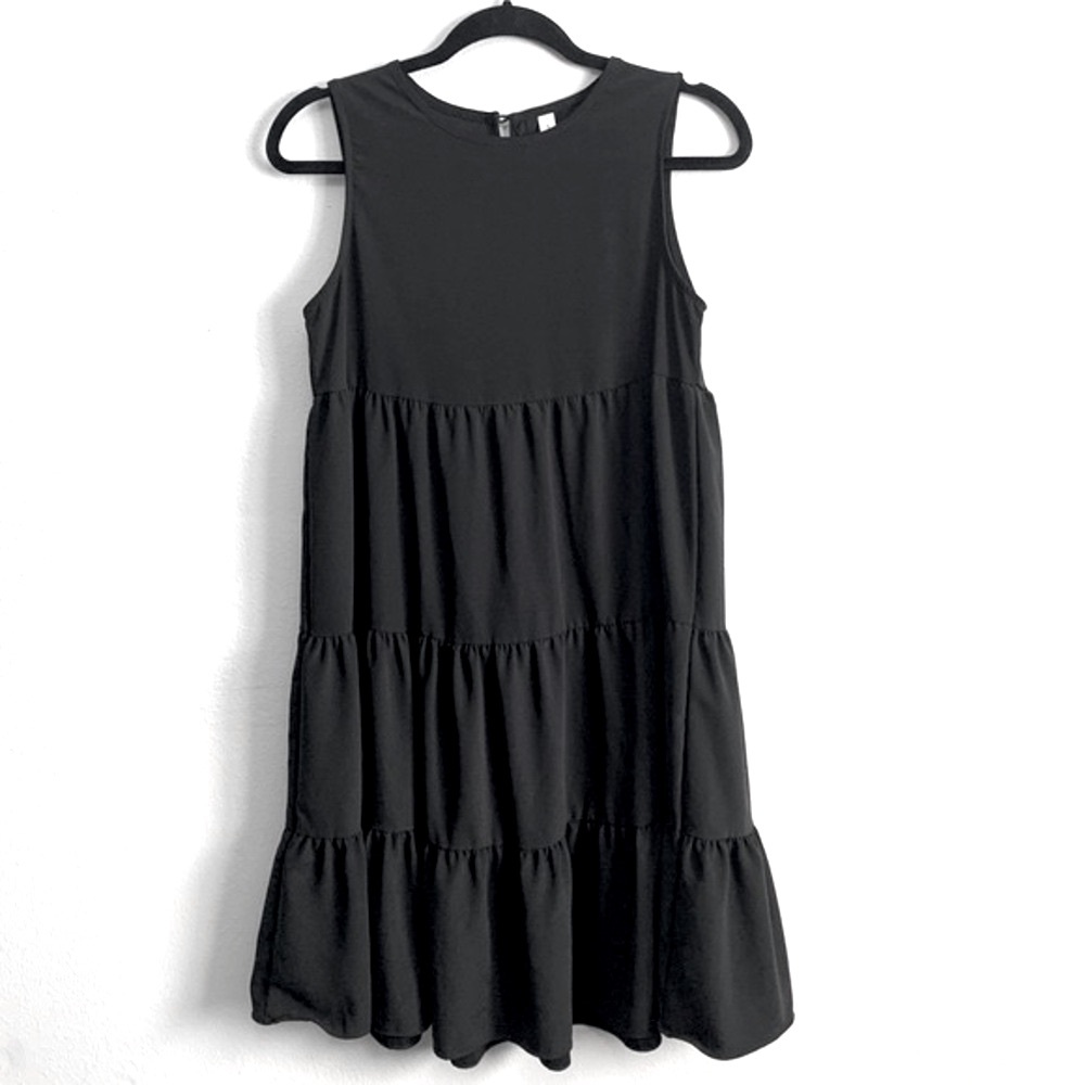 Beachsissi Black Tiered Sleeveless Mini Dress Swim Coverup